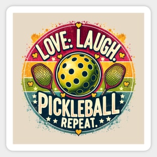 Love laugh pickleball repeat. Vintage retro pickleball Sticker